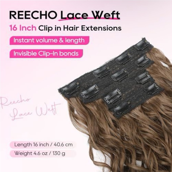 Echo Clip-In Curly Extensions in Light Brown with Subtle Highlights - Picture 2 of 5